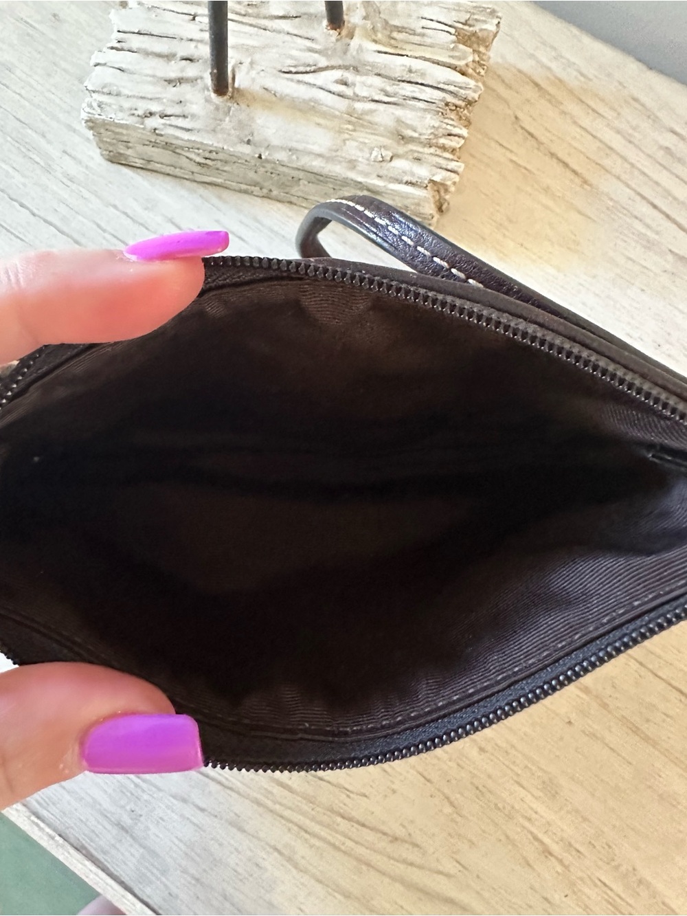 Coach Brown Signature Wristlet with Snakeskin Stripe - Picture 5 of 5